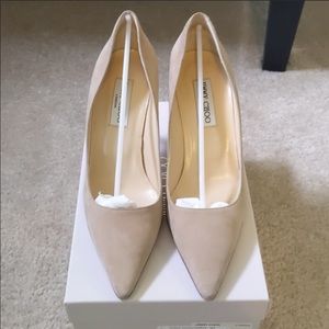 Jimmy Choo Suede Camel Emphasy Heels